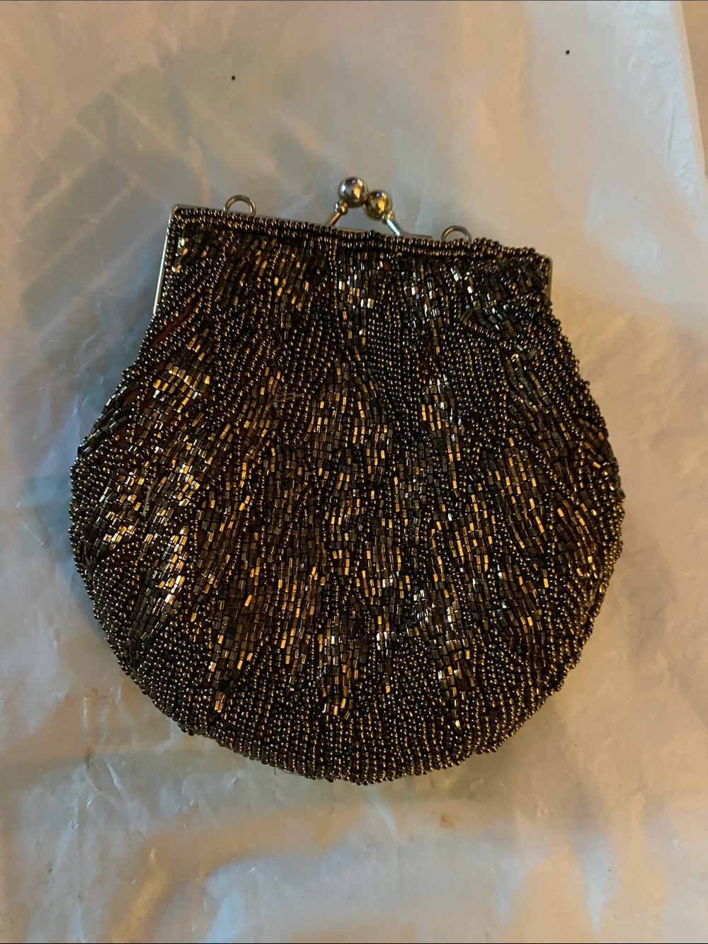 Beaded Gold Evening Wristlet Clutch